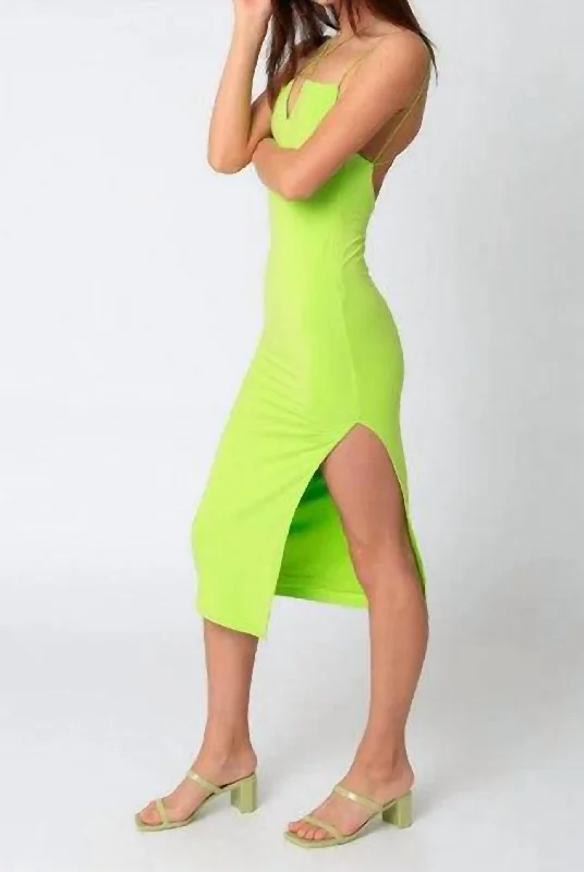 The Summer Orchard Knit Midi Dress In Lime Green