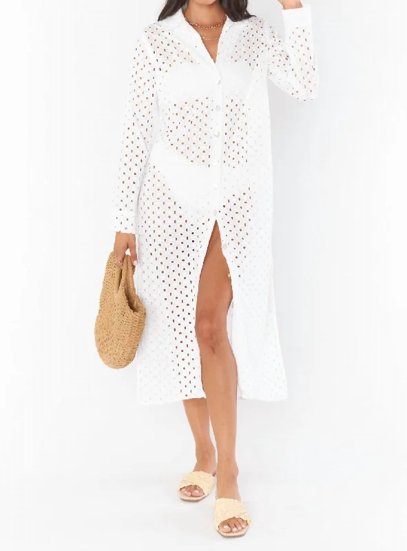 Dayton Midi Dress In White Eyelet