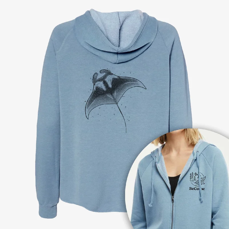 Reef Manta Ray - Ꮇonula alfredi - Women's Cali Wave Zip-Up Sweatshirt