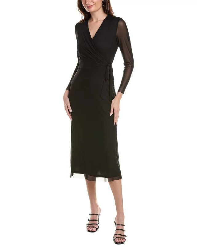 Anne Klein Mesh Midi Wrap Dress