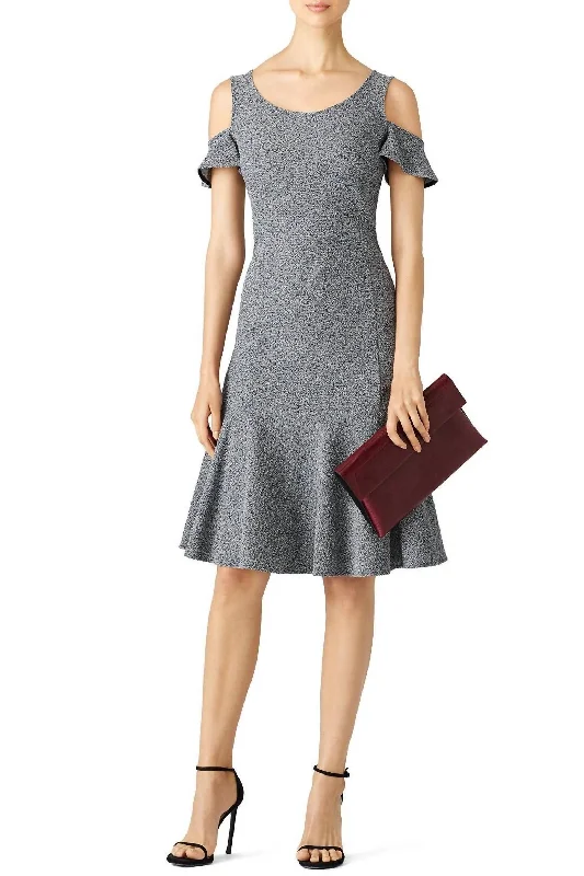 Open Shoulder Dress In Grey