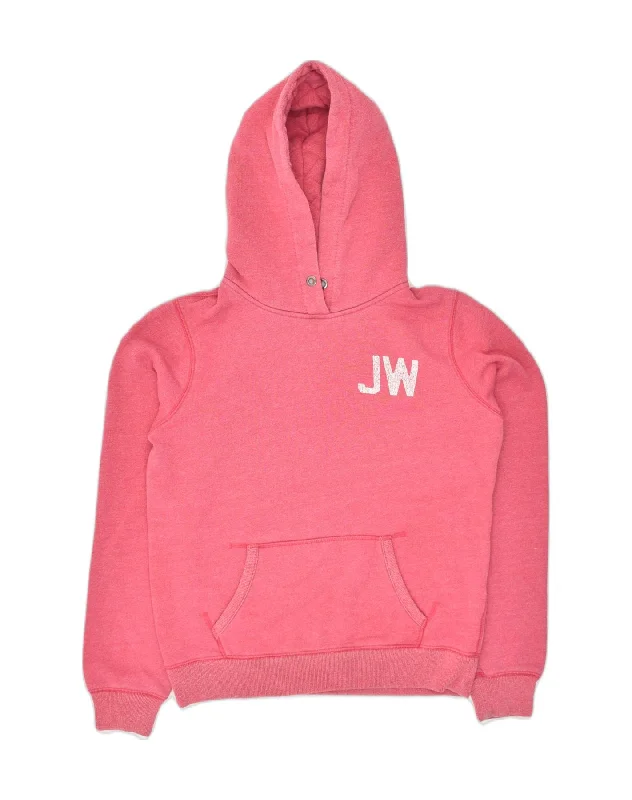 JACK WILLS Womens Zip Hoodie Sweater UK 12 Medium Pink Polyester