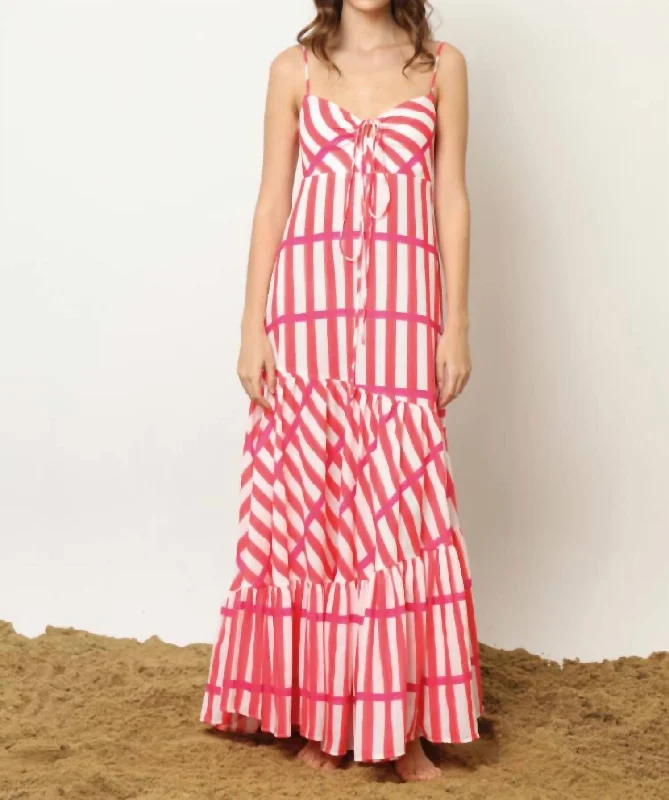 Martina Striped Dress In Red Stripes