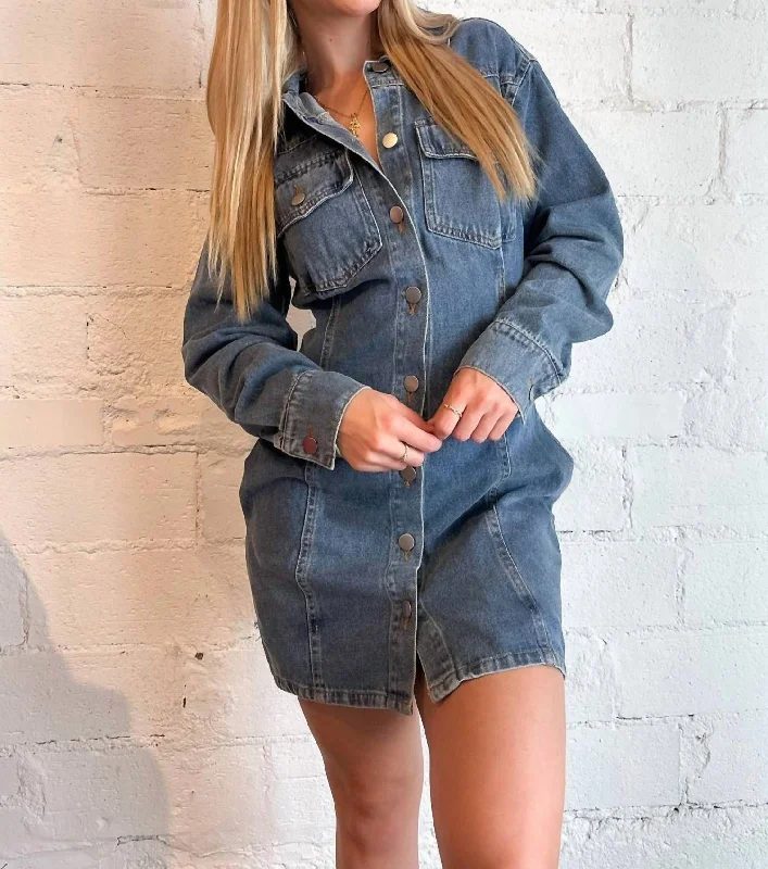 Fitted Denim Utility Dress