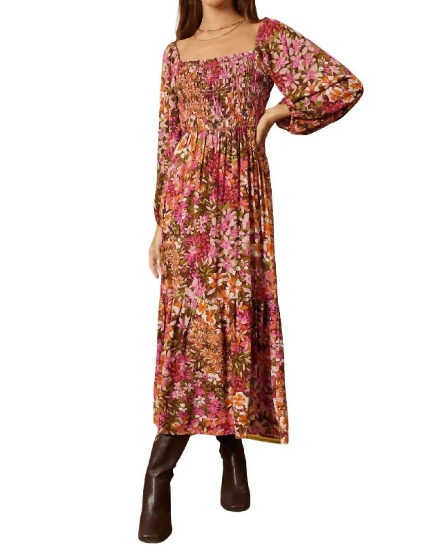 Modern Muse Dress In Pink/brown