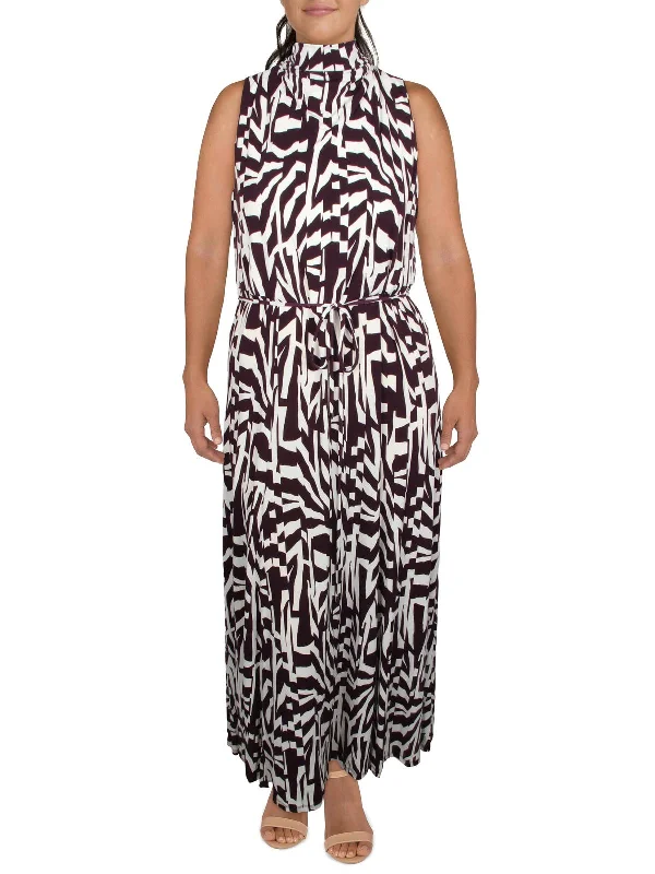 Womens Tie Neck Long Maxi Dress