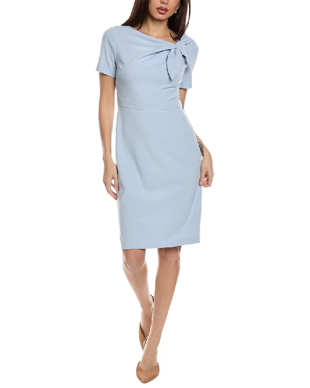 London Times Tie Neck Sheath Dress