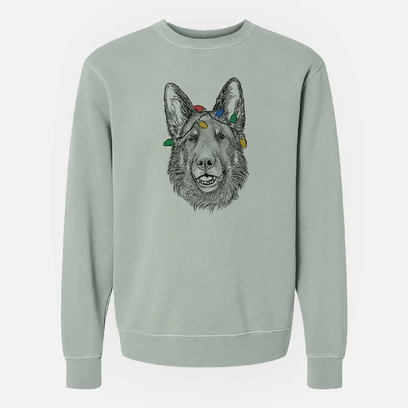 Christmas Lights Sammie the German Shepherd - Unisex Pigment Dyed Crew Sweatshirt