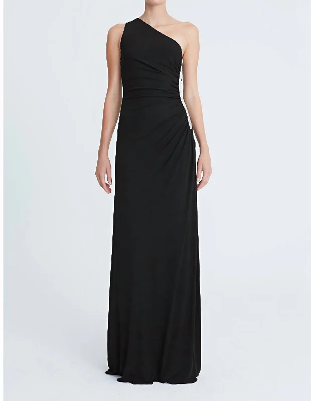 Amira Jersey Gown With Crystals In Black