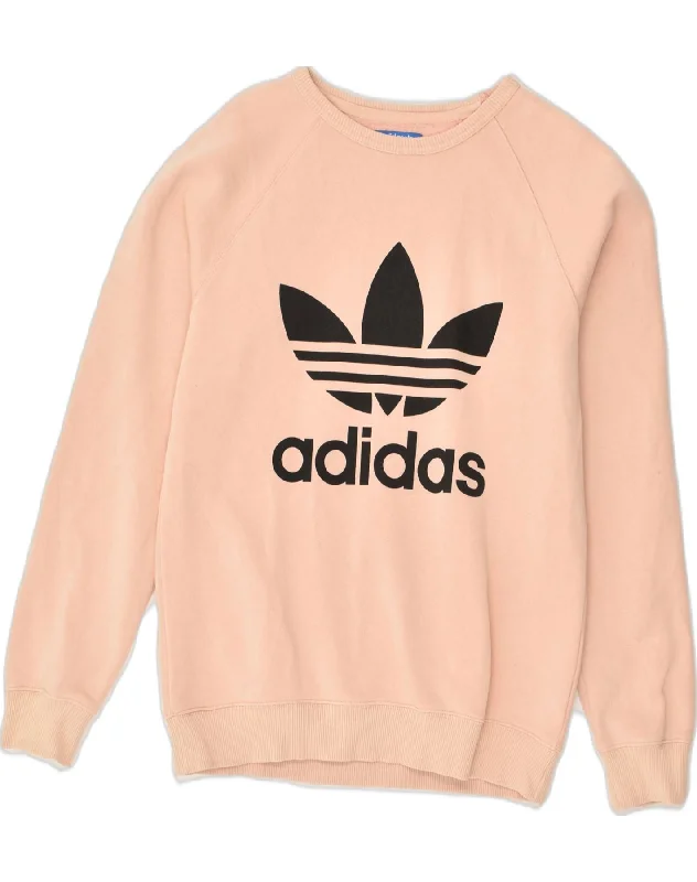 ADIDAS Womens Graphic Sweatshirt Jumper UK 10 Small Pink Cotton