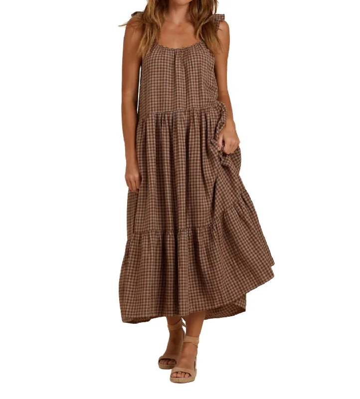 Abbie Tiered Dress In Chocolate