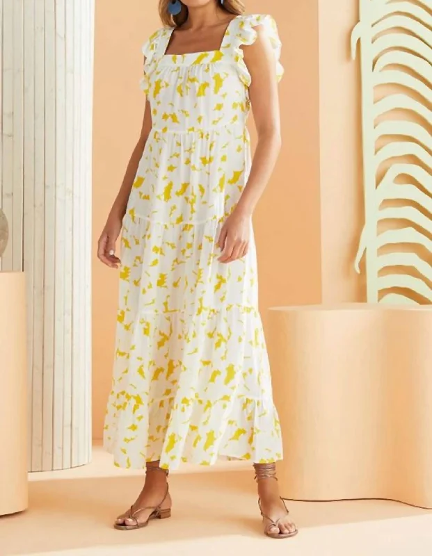 Sailor Square Neck Maxi Dress In Golden Floral