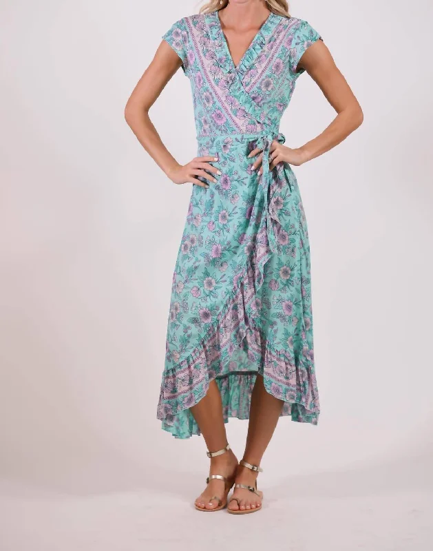 Sea Lustre Havana Wrap Maxi Dress In Turquoise