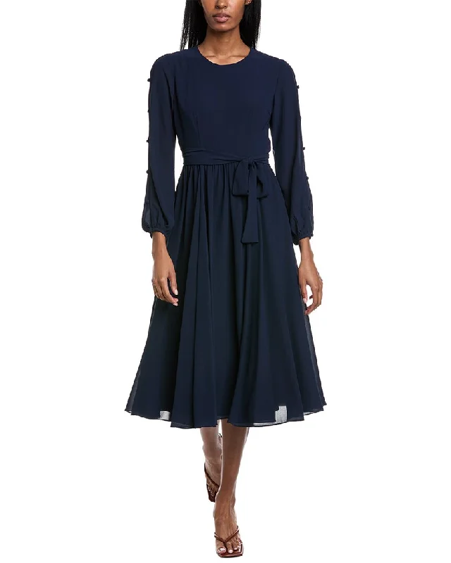 Mikael Aghal Solid Midi Dress