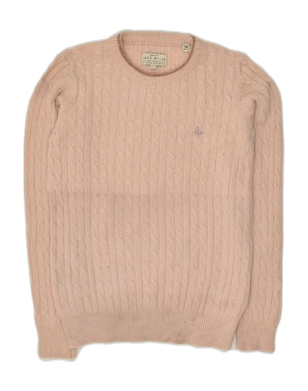 JACK WILLS Womens The Tinsbury Crew Neck Jumper Sweater UK 10 Small Beige