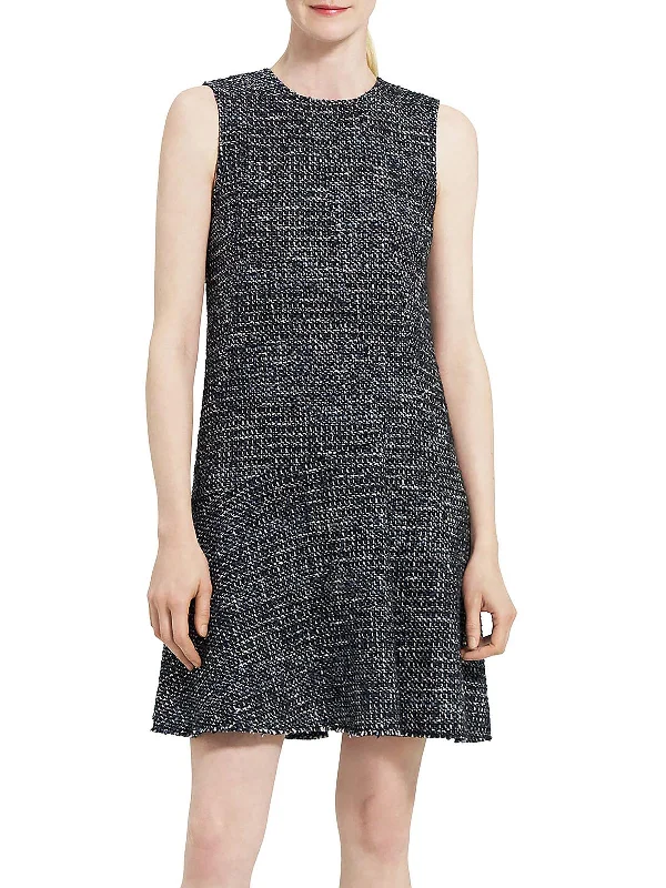 Plus Womens Tweed Short Sheath Dress