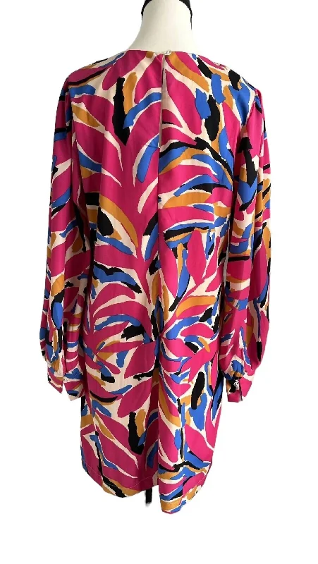 Kenzie Printed Shift Dress In Multi Pink