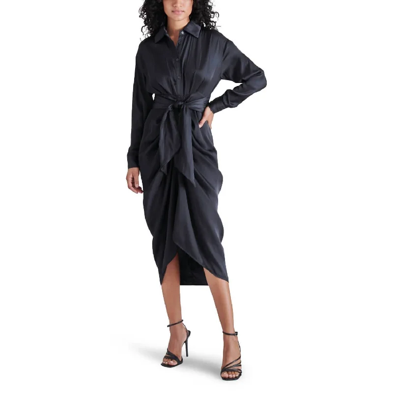 Sula Long Sleeve Shirtdress In Black