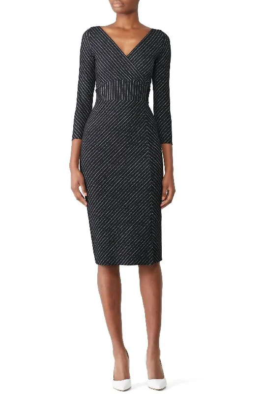 Pinstripe Iza Sheath Dress In Grey