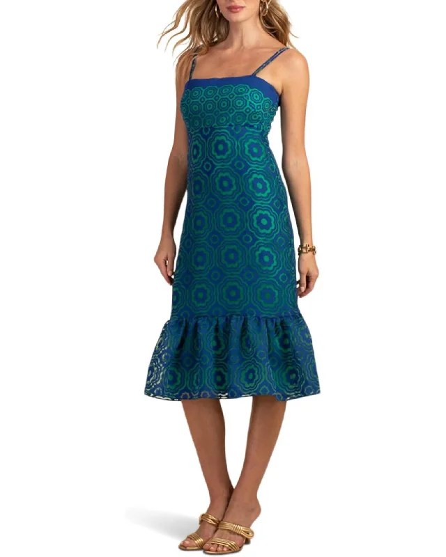 Aziza Dress In Majorelle Blue/green