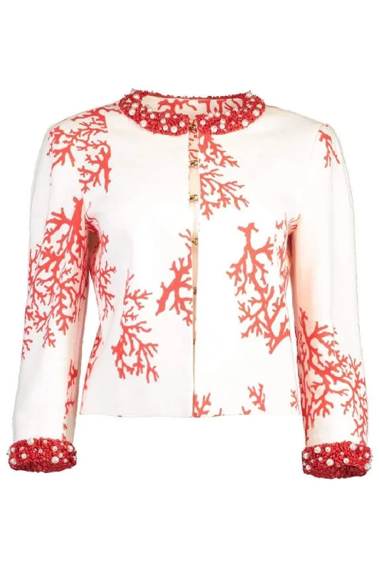 Coral Print Beaded Jacket