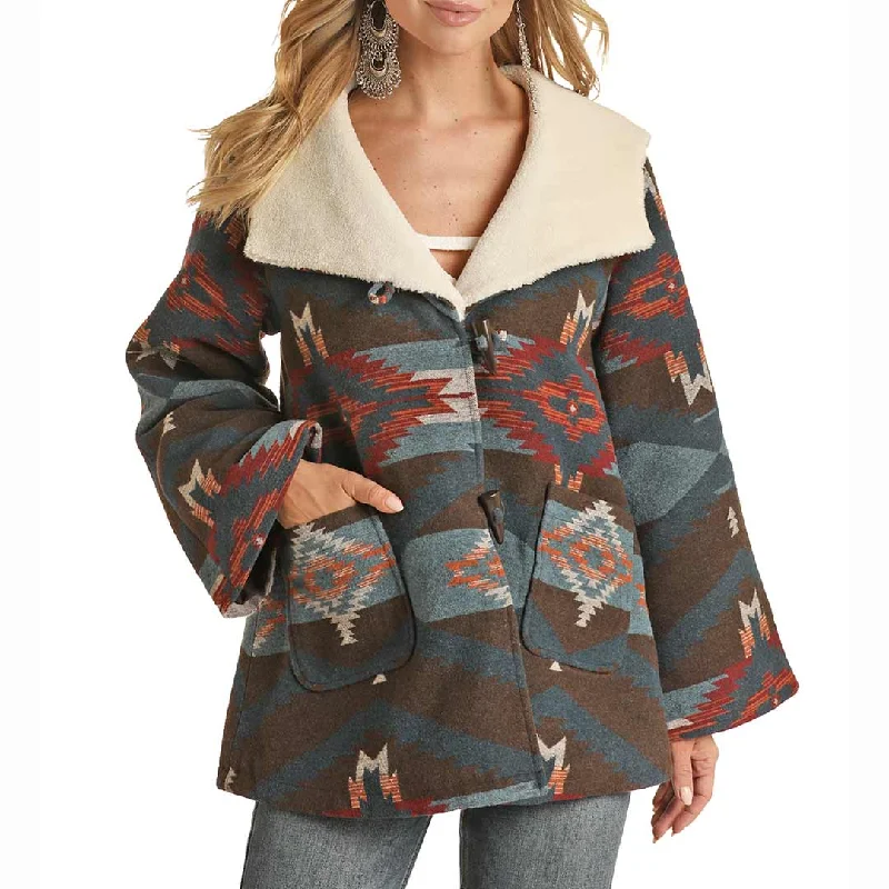 Powder River Outfitters Women's Aztec Jacquard Cape Coat