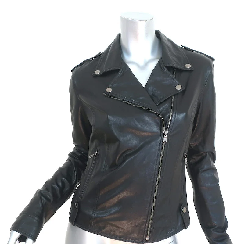 Malibu Road Prince Leather Motorcycle Jacket Black Size Medium