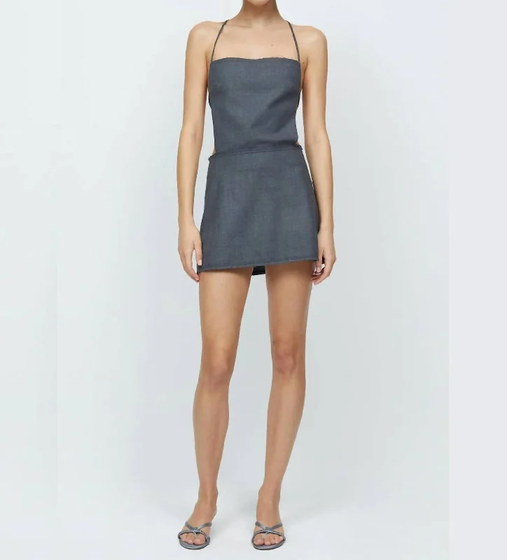 Heidi Apron Mini Dress In Charcoal