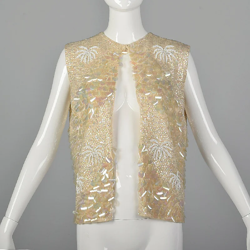 1960s Cream Sequined Sweater Vest