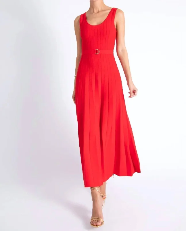 Ingrid Knit Midi Dress In Ruby