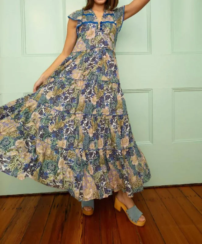 Louisa Midi Dress In Garden Party