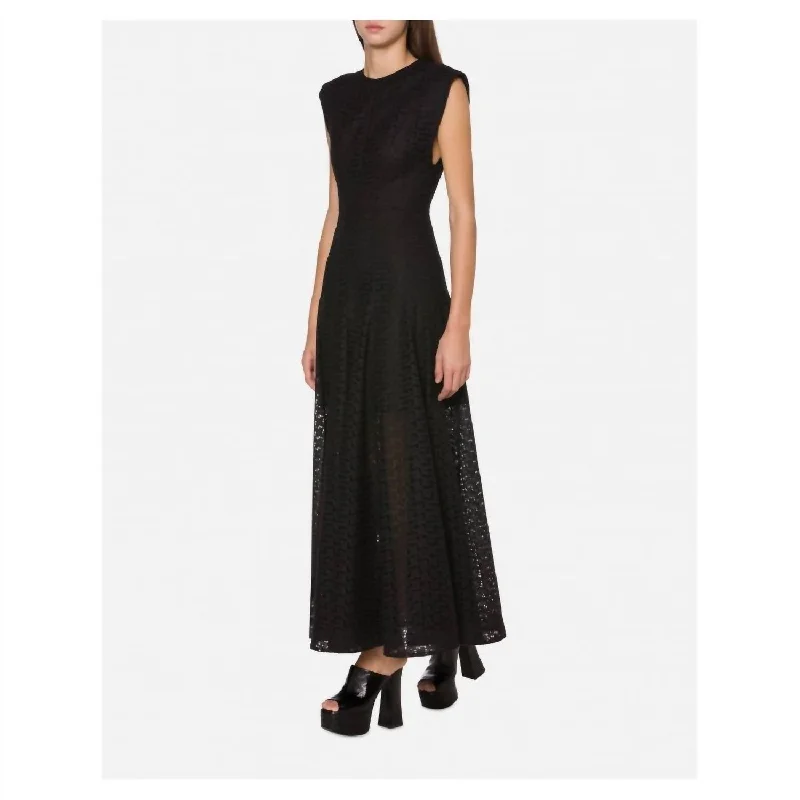 Embroidered Voile Dress In Black