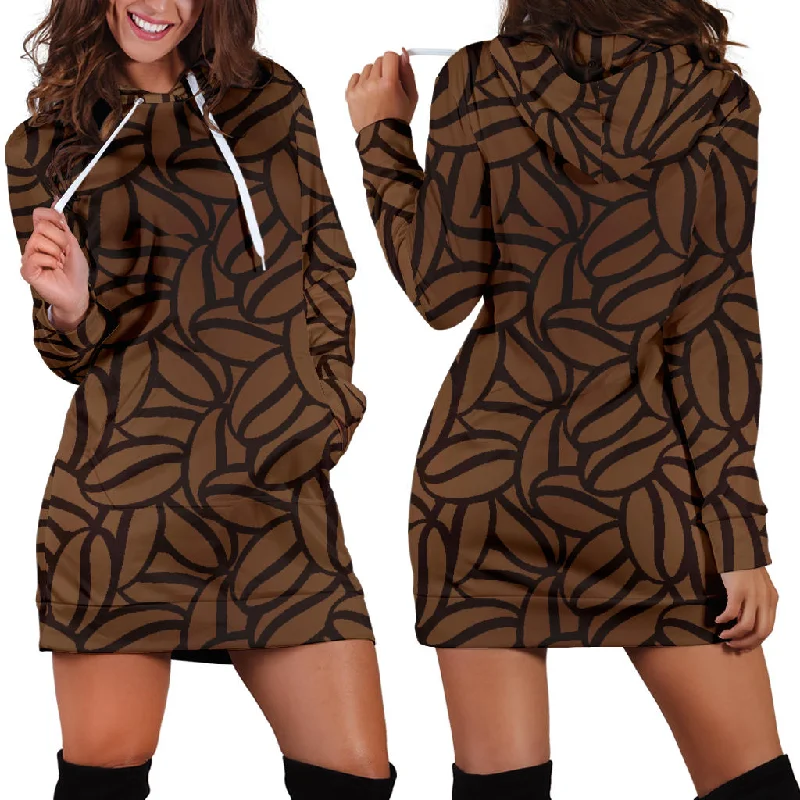 Coffee Bean Pattern Women'S Hoodie Dress