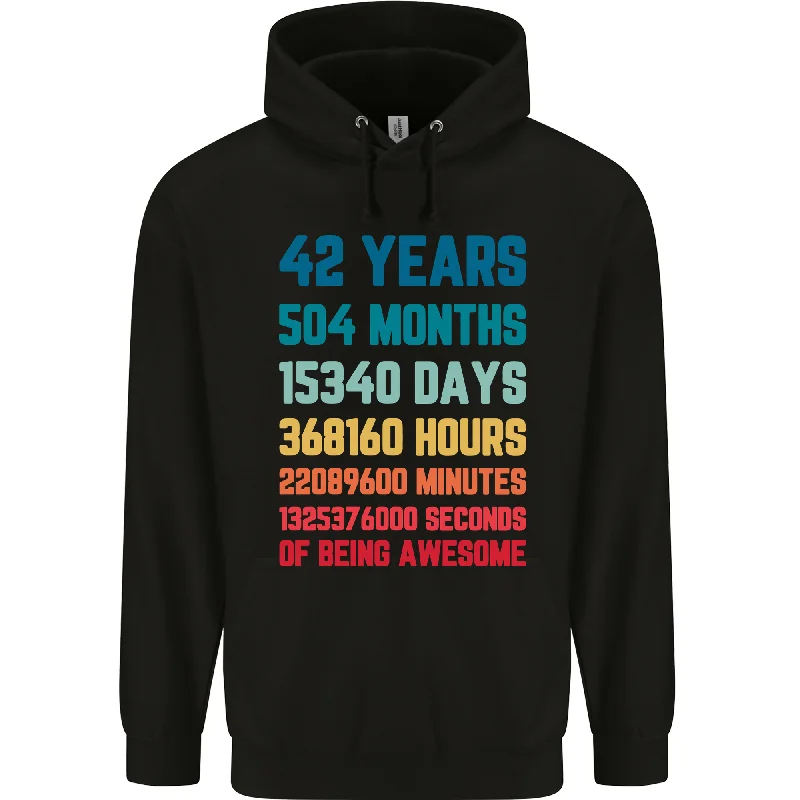 42nd Birthday 42 Year Old Mens 80% Cotton Hoodie