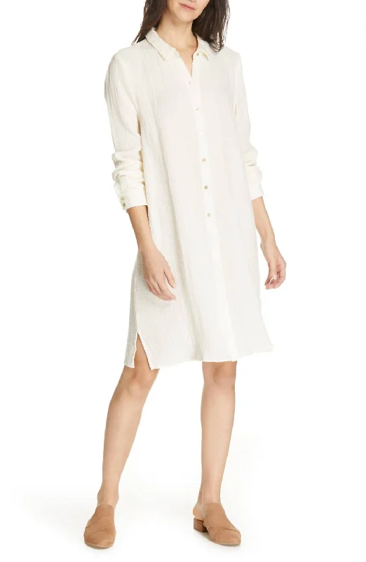 Classic Collar Dress In White