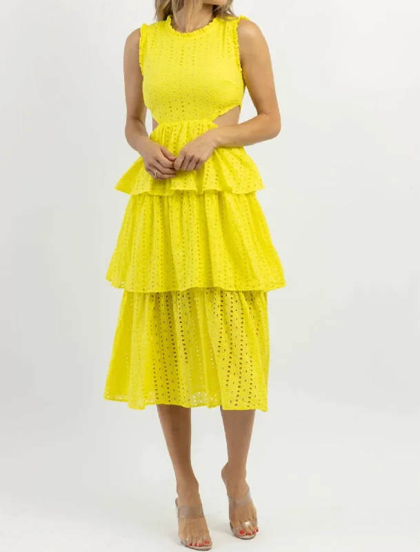 Eyelet Midi Dress In Little Palm Lime