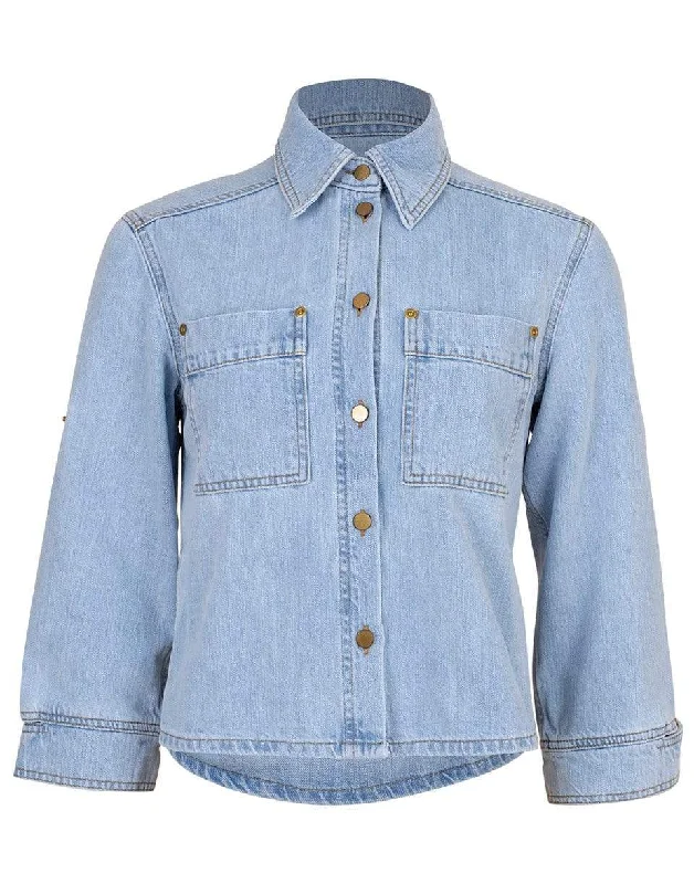 Cropped Sleeve Denim Jacket