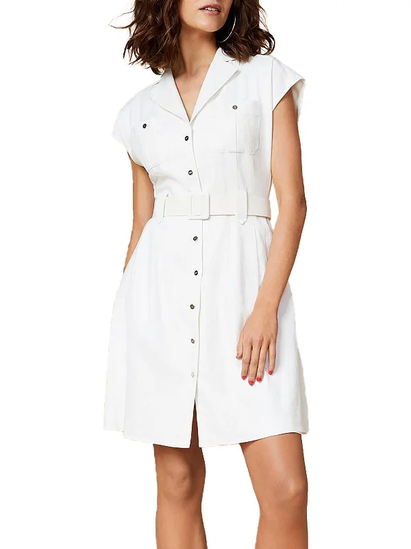 Womens Linen Short Shirtdress