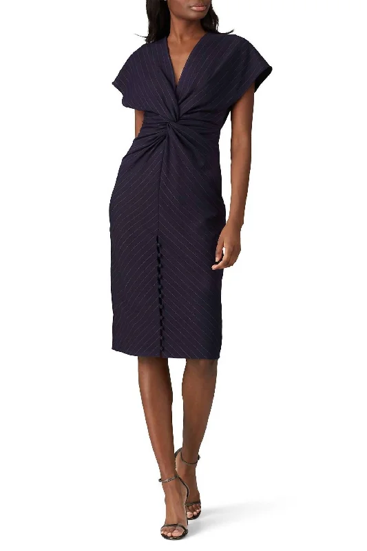 Pinstripe Jackie Dress In Blue