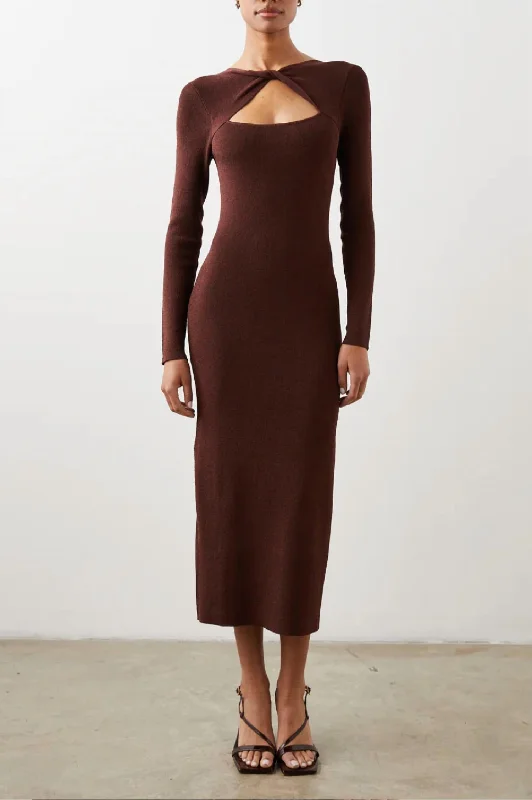 Neve Dress In Burgundy Lurex