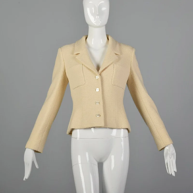 Medium Chanel 1990s Cream Wool Jacket