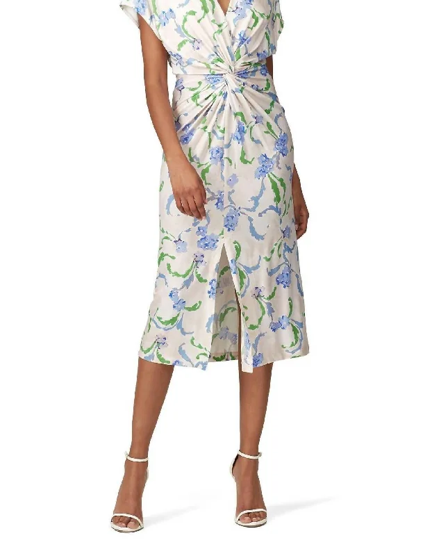 Brushstroke Floral Twist Dress In Multicolored