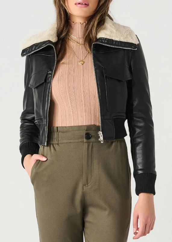 Faux Leather Bomber