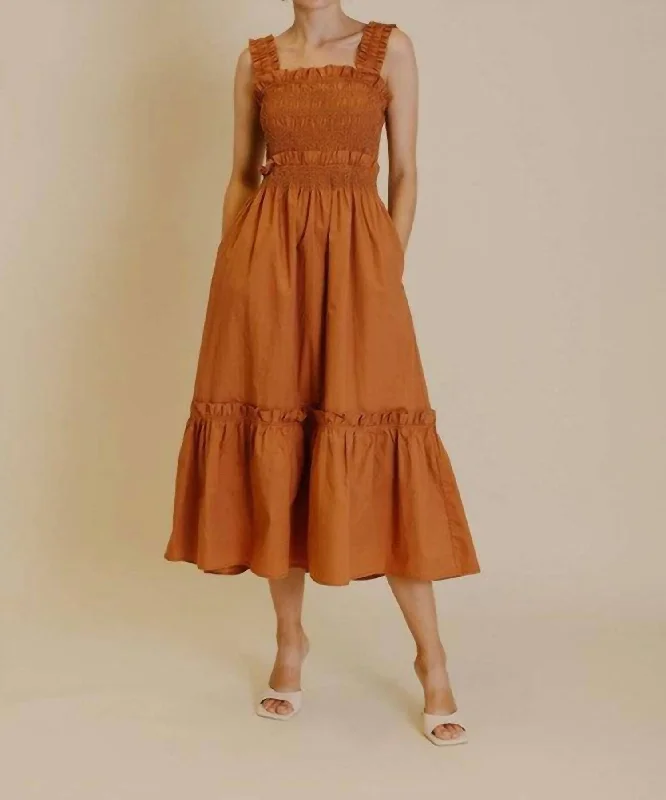 Boho Babe Midi Dress In Orange