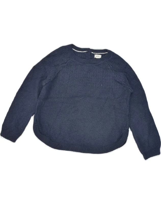 FAT FACE Womens Crew Neck Jumper Sweater UK 12 Medium Blue Acrylic