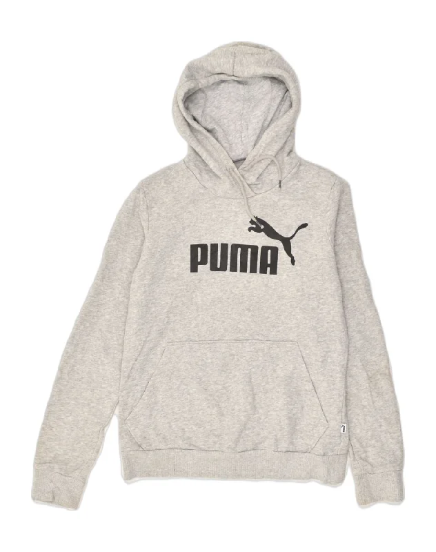 PUMA Womens Graphic Hoodie Jumper UK 10 Small  Grey Polyester