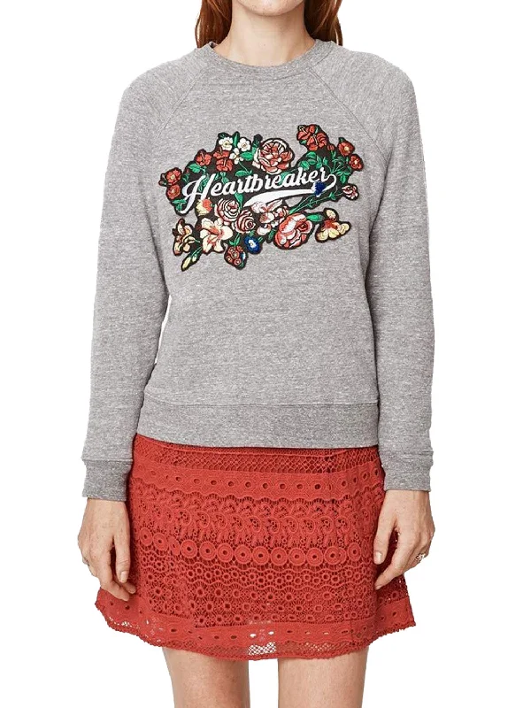 REBECCA MINKOFF Women's Heather Grey Heartbreaker Patch Sweatshirt $128 NWT