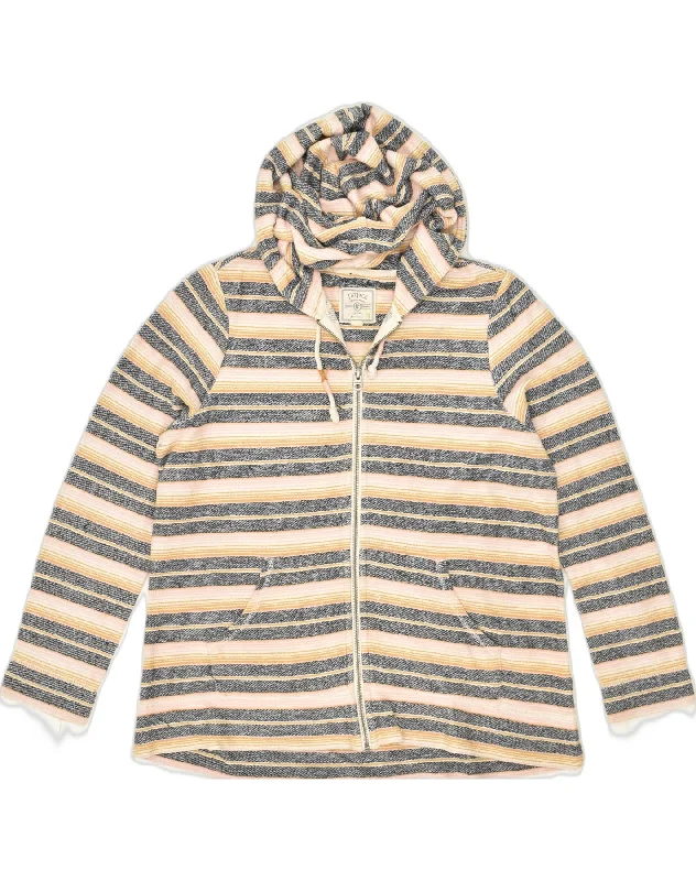 FAT FACE Womens Hooded Cardigan Sweater UK 14 Medium Multicoloured Striped