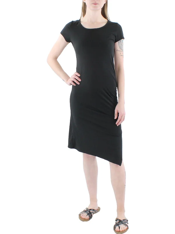 Womens Fitted Ruched T-Shirt Dress