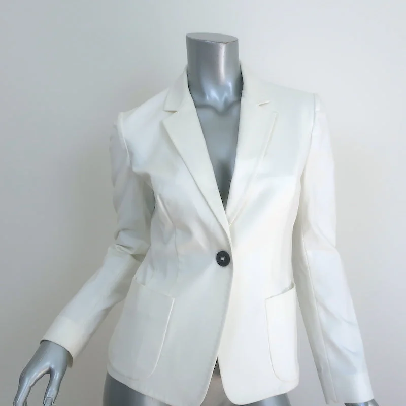 Mantu Blazer White Stretch Cotton Size 40 One-Button Jacket